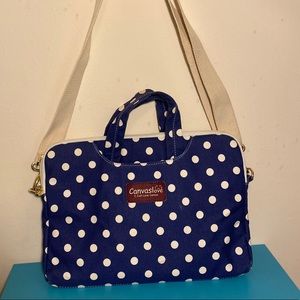 CanvasLove Navy Polka Dot Laptop Bag